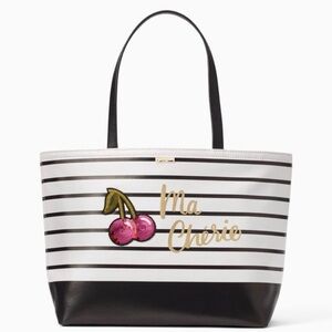 Kate Spade Striped Leather Tote Bag